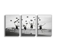 QUYHGAG Impression sur toile représentant un saut sur la plage - Décoration pour chambre à coucher, bureau, chambre - Cadeau - 40 x 60 cm