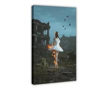 QUYHGAG Poster sur toile avec danseuse de ballet dans les ruines du malheur (4) - Décoration pour chambre à coucher, bureau, chambre - Cadeau 30 x 45 cm