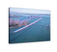 QUYHGAG Poster sur toile « Flying over The Golden Gate Bridge » - Décoration pour chambre à coucher, bureau, chambre - Cadeau - 20 x 30 cm