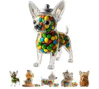 QuyiFa BonbonnièRe En Verre RéUtilisable Pour Chien Chihuahua, Cadeau Durable En Forme D'Animal Pour Amoureux Des Animaux, Contenant HerméTique Avec Couvercle, Pour Biscuits Et Bonbons (A)