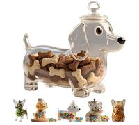 QuyiFa BonbonnièRe En Verre RéUtilisable Pour Chien Chihuahua, Cadeau Durable En Forme D'Animal Pour Amoureux Des Animaux, Contenant HerméTique Avec Couvercle, Pour Biscuits Et Bonbons (C)