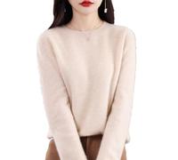QuyiFa Cachemire Pull pour Femmes - Mérinos en Laine, Tricot Léger (Beige,M)