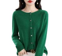 QuyiFa Cardigan à Manches Longues à Boutons sur Le Devant en Cachemire 2024 Pulls élastiques en Tricot Doux et Chaud, Pulls en Cachemire pour Femmes, (Vert foncé,M)