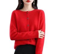 QuyiFa Cardigan à Manches Longues à Boutons sur Le Devant en Cachemire 2024 Pulls élastiques en Tricot Doux et Chaud, Pulls en Cachemire pour Femmes, (Rouge,M)