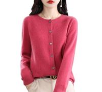 QuyiFa Cardigan à Manches Longues à Boutons sur Le Devant en Cachemire 2024 Pulls élastiques en Tricot Doux et Chaud, Pulls en Cachemire pour Femmes, (Framboise,Grand)