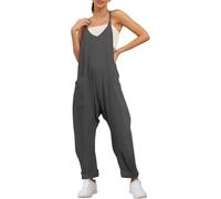 QuyiFa Combinaison de grossesse, combinaison surdimensionnée - maternité et post-partum, combinaisons à jambes larges. (gris foncé,S)