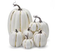 QuyiFa Fournitures de fête à Domicile pour la récolte d'automne, Fausses citrouilles d'extérieur, citrouilles Artisanales, citrouilles pour la décoration (Blanc1)