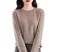 QuyiFa Pulls en Cachemire pour Femmes, Pull en Laine mérinos pour Femmes, Pull en Tricot léger (Chameau,S)