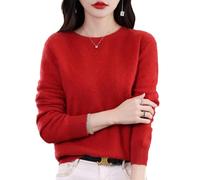 QuyiFa Pulls en Cachemire pour Femmes, Pulls en Cachemire pour Femmes, Pull en Laine mérinos pour Femmes, Pull en Tricot léger (Rouge,S)