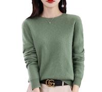 QuyiFa Pulls en Cachemire pour Femmes, Pulls en Cachemire pour Femmes, Pull en Laine mérinos pour Femmes, Pull en Tricot léger (Vert foncé,TG)
