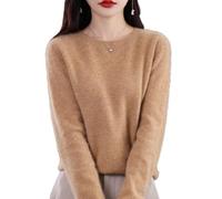 QuyiFa Pulls en Cachemire pour Femmes, Pulls en Cachemire pour Femmes, Pull en Laine mérinos pour Femmes, Pull en Tricot léger (Or,TG)