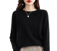 QuyiFa Pulls en Cachemire pour Femmes, Pulls en Cachemire pour Femmes, Pull en Laine mérinos pour Femmes, Pull en Tricot léger (Noir,Grand)