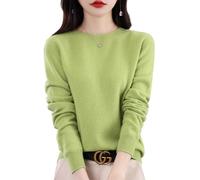 QuyiFa Pulls en Cachemire pour Femmes, Pulls en Cachemire pour Femmes, Pull en Laine mérinos pour Femmes, Pull en Tricot léger (Vert Clair,Grand)