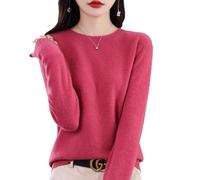 QuyiFa Pulls en Cachemire pour Femmes, Pulls en Cachemire pour Femmes, Pull en Laine mérinos pour Femmes, Pull en Tricot léger (Couleur Framboise,Grand)