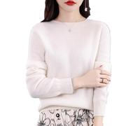 QuyiFa Pulls en Cachemire pour Femmes, Pulls en Cachemire pour Femmes, Pull en Laine mérinos pour Femmes, Pull en Tricot léger (Blanc,S)