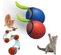 QuyiFa Speedy Tail 2.0 Cat Power Ball, Jouet interactif pour Chat d'intérieur, Balle Jouet Intelligente Rechargeable par USB pour Chat, réglage à Deux Vitesses, (Bleu+Couleur Orange)