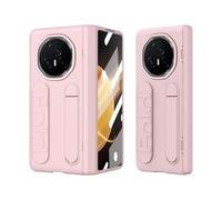 QUYISHAN Compatible avec Honor Magic V3, coque de protection intégrale d'écran intégrée avec béquille + dragonne, coque résistante aux chocs, rose