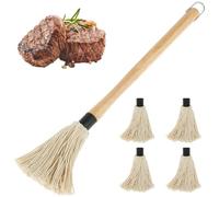 Quystetes 1 ensemble de à franges de 46 cm pour barbecue - Brosse en bois à long manche - Pour sauce, barbecue, fumage, steak
