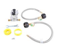 Quystetes 1 ensemble de régulateur de propane pour véhicule récréatif avec tuyau robuste à 2 réservoirs, changement automatique en 2 étapes + jauge