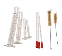 Quystetes 4 cylindres de mesure - 5 ml, 10 ml, 50 ml, 100 ml - Verre de qualité supérieure - Contient 2 brosses de nettoyage + 3 pipettes en verre de 1 ml