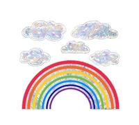 Quystetes Autocollant mural en PVC électrostatique pour fenêtre Motif prismes arc-en-ciel Facile à installer