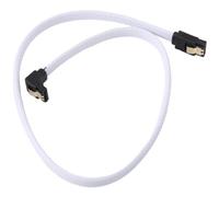 Quystetes Câble de données SATA3 7 broches 3.0 III à angle droit 6 Go/s pour disque dur SSD avec gaine en nylon Blanc 50 cm