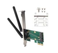 Quystetes Carte sans WiFi Mini Adaptateur PCI-E Express vers PCI-E avec 2 Antennes Externes pour PC