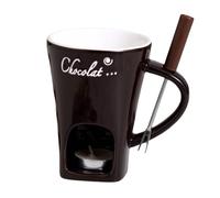 Quystetes Ensemble de tasses à fondue au chocolat, au fromage, au lait, à la crème - Pour faire fondre le beurre - Bougeoir marron