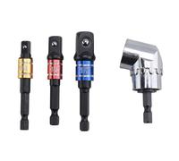 Quystetes Ensemble d'extensions d'adaptateurs de douilles pour outils à main de qualité à impact - 3 pièces - Tige hexagonale - Embouts de tournevis + extension de tournevis à angle droit de 105