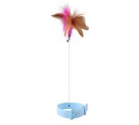 Quystetes Interactifs Bleus pour, Bâton de Teaser à Plumes Drôles, D'Entraînement de de Teaser avec Cloche, Collier pour Animaux de Compagnie pour