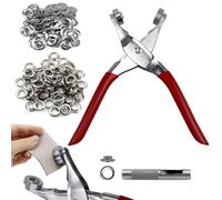 Quystetes Kit d'outils à œillets de 1,27 cm, pince perforatrice pour cuir avec 200 œillets en métal argenté pour cuir, ceintures, chaussures, tissu