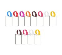 Quystetes Lot de 12 étiquettes vierges à sublimation pour bagages avec sangles, cordon double face, imprimable en MDF, valise, cadeau de vacances