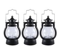 Quystetes Lot de 12 mini lanternes décoratives avec bougie LED à piles Noir