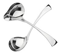 Quystetes Lot de 2 petites louches à sauce avec bec verseur, en acier inoxydable, passe au lave-vaisselle, argent