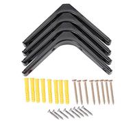 Quystetes Lot de 4 supports d'étagère murale en fer, 10,2 x 10,2 cm, supports d'étagère robustes, équerre décoratif, noir
