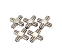 Quystetes Lot de 5 répartiteurs de câbles coaxiaux de type F 4 voies vers 4 femelles pour vidéo, magnétoscope, antenne TV, câble satellite, argenté