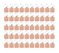 Quystetes Lot de 50 porte-clés carrés en bois sculpté 40 x 40 mm