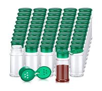 Quystetes Lot de 50 pots à épices en plastique avec couvercles shaker, pots à épices en plastique pour assaisonnement, 100 ml, vert