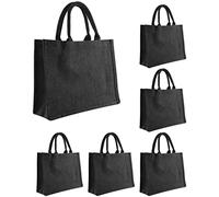 Quystetes Lot de 6 fourre-tout en toile de noire avec poignées et intérieur laminé, cadeaux de mariage, vierges