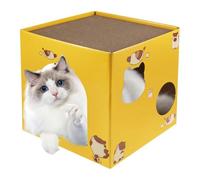 Quystetes Maison en carton pour chat avec patins à gratter - Lit en carton ondulé pour chat - Lit pour chat et petits animaux - Lapin d'intérieur