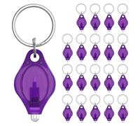 Quystetes Mini Lampe de Poche à LED UV sur Porte-Clés, Alimentée par Batterie, Torche Fluorescente. Ensemble de 10 Lumen Portable, Détecteur de Lumière Violet, 20 Pack.
