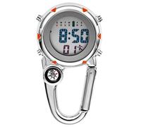 Quystetes Montre numérique à clipser avec mousqueton - Montre de sport lumineuse pour randonneurs, alpinisme, extérieur, orange