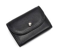 Quystetes Porte-Monnaie en Cuir PU Mini Sac à Monnaie de Grande Capacité Couche de TêTe en Cuir de Vache Sac de Carte de Visite Multifonctionnel Noir