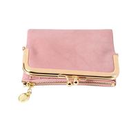 Quystetes Portefeuille Court Multifonction RéTro pour Femme avec Porte-Monnaie Multifonction avec Fermeture éClair et Verrouillage Rose