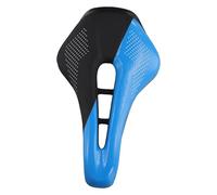Quystetes Selle de vélo de route ultralégère à nez court en cuir synthétique creux pour vélo de route, pièces de vélo noires et bleues