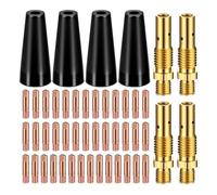 Quzenn 48 Pièces Kit D'Embouts de Buse Sans Gaz à Noyau de Flux KP1939-1 pour Soudeuse à Noyau de Flux Embouts de Contact pour Soudeuse Mig Buse Sans Gaz Diffuseurs de Gaz Installation Facile
