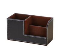 Quzenn Organisateur de Bureau en Cuir, Support de Fournitures de Bureau, Boîte de Rangement de Papeterie de Bureau pour Carte de Visite, Stylo, Crayon, Télécommande 20 X 9 X 11 cm D