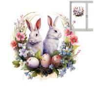 Quzente Autocollant de Lapin de Pâques, Autocollants de Toilettes de Pâques,Autocollants Mignons Happy Bunny pour Toilettes | Autocollants décoratifs Auto-adhésifs pour étiquettes d'œufs de Pâques,