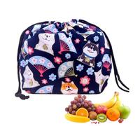 Quzente Sac à lunch de style japonais,sac à lunch de style japonais avec cordon - Sacs pratiques pour le déjeuner,Sac à déjeuner à cordon de serrage, sac fourre-tout à déjeuner, sac de rangement