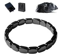 Qvhgnxcm Bracelet d'hématite Hemys, bracelet d'hématite Hemys plat pour les hommes, bracelets élastiques réglables en pierre naturelle, amplifier l'énergie masculine de base, récupérer votre bord